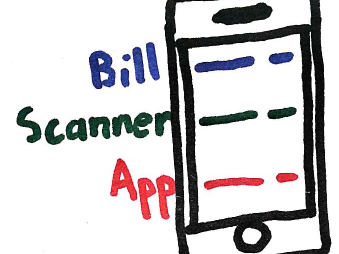 An early draft of the BillScannerApp logo.