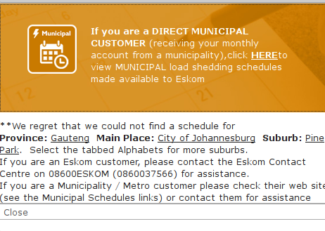 Not often you wish you /were/ with Eskom, huh?