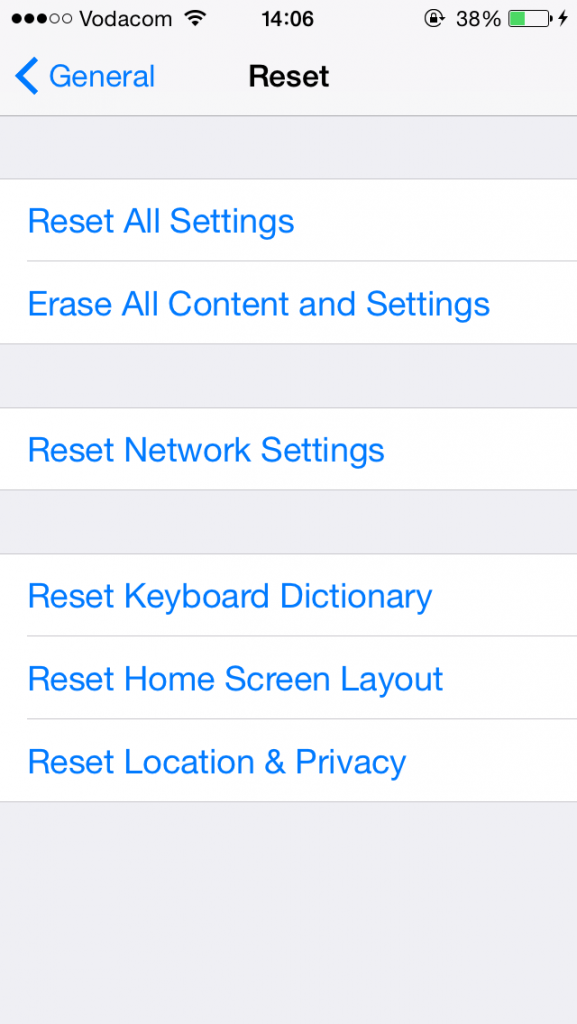 iOS - Reset All