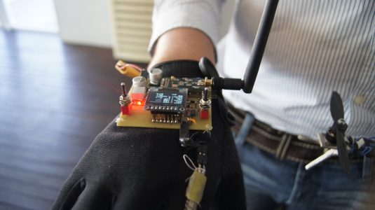 A drone controlled with a glove, because why not.