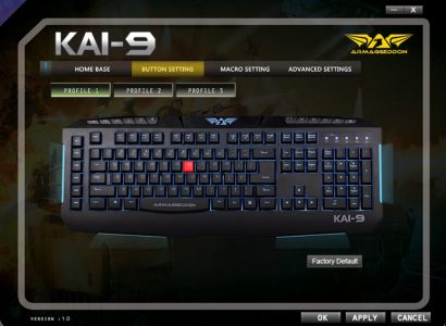 You can customise most of the keys on the Kai-9 Sentinel.