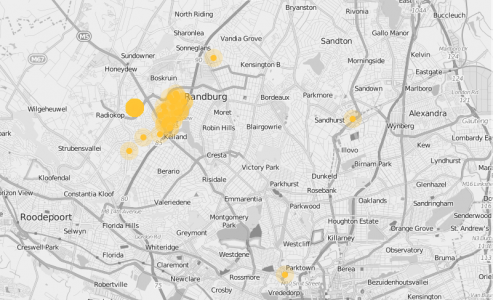 Usage of Ushahidi around north-west Joburg. 