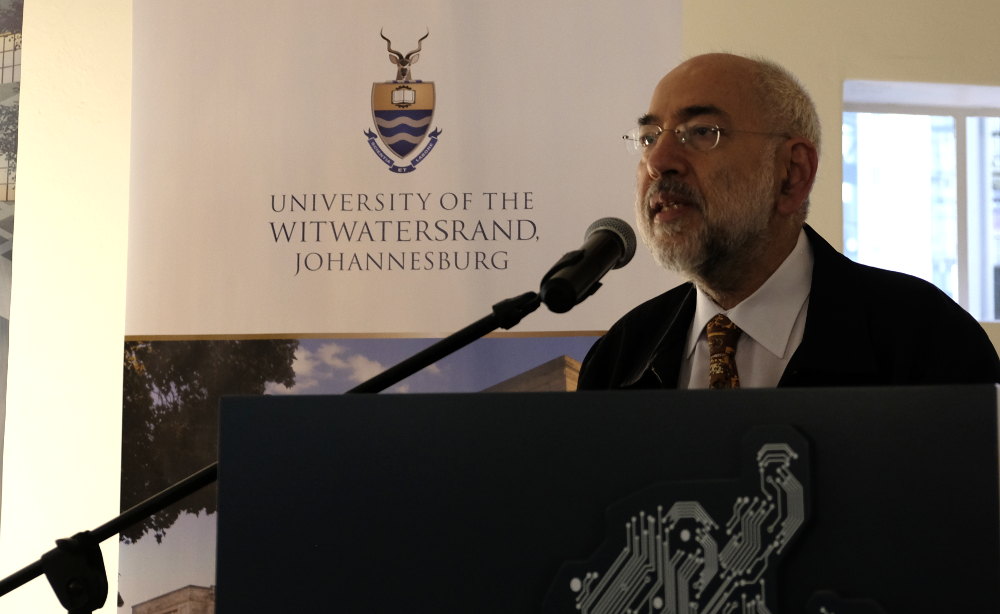 Professor Dwolatzky speaking at the media opening of Tshimologong.