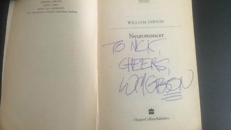 Nick's awesome signed copy of Neuromancer